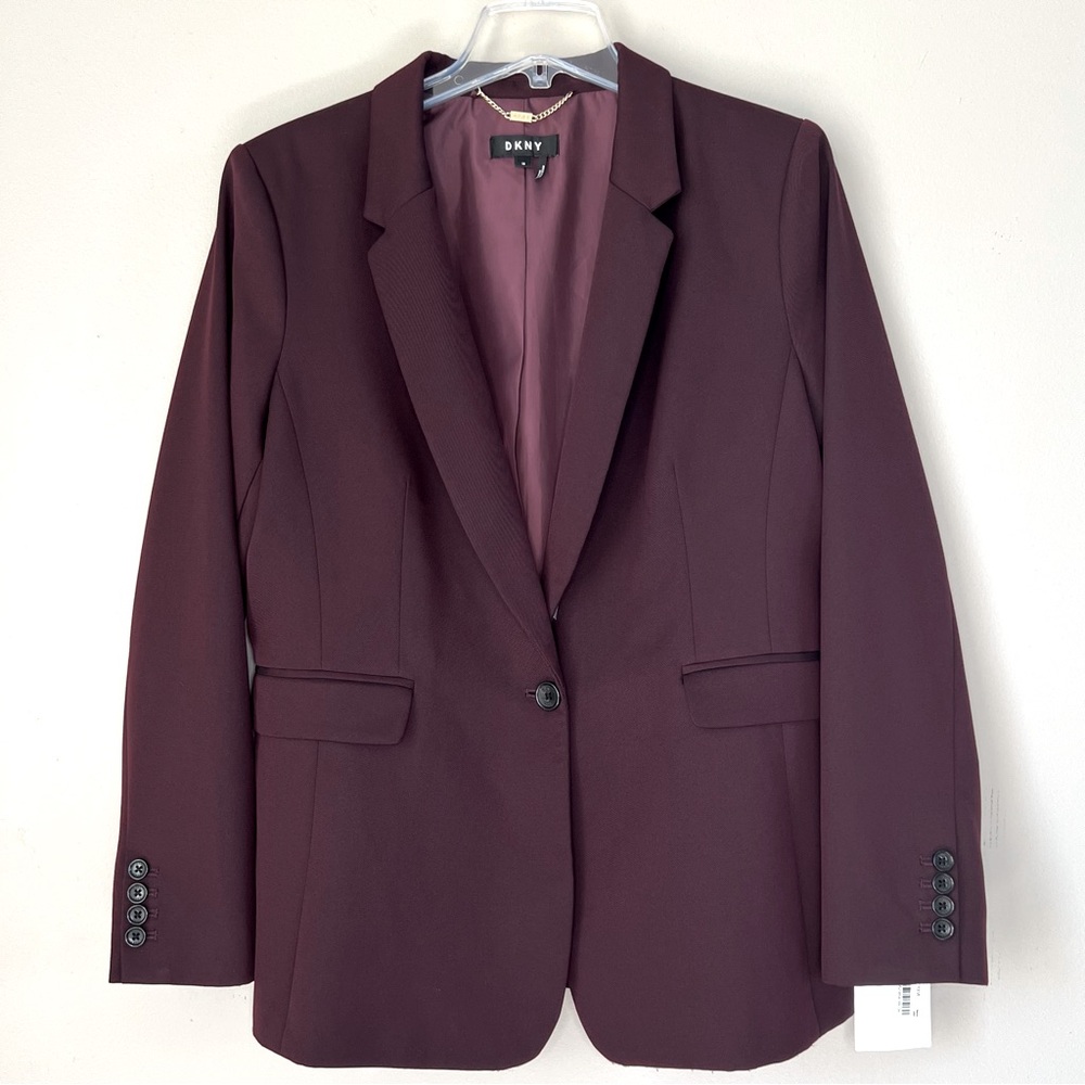 DKNY Deep Plum Single-Button Blazer